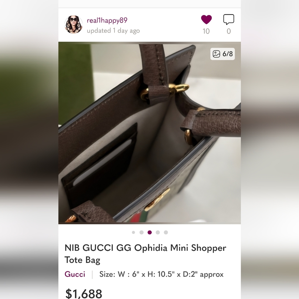 GUCCI MINI WHEEL Entries To WIN NIB Gucci Ophidia GG Mini Bag 🎊🥳 - Picture 14 of 15